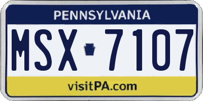 PA license plate MSX7107