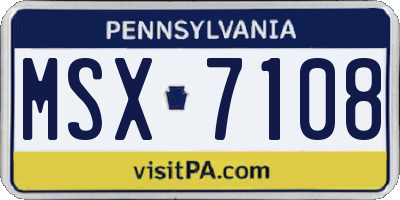 PA license plate MSX7108
