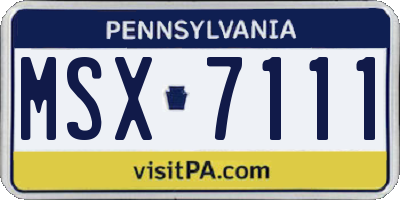 PA license plate MSX7111
