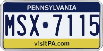 PA license plate MSX7115