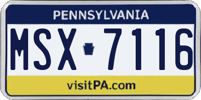 PA license plate MSX7116