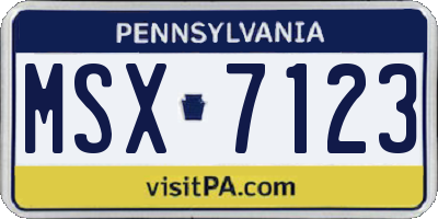 PA license plate MSX7123