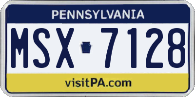 PA license plate MSX7128
