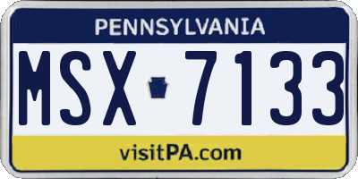 PA license plate MSX7133