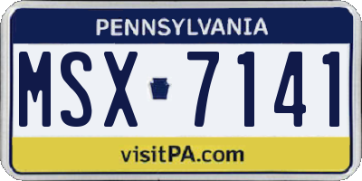 PA license plate MSX7141
