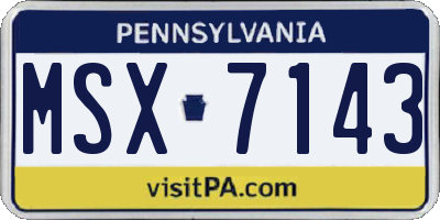 PA license plate MSX7143