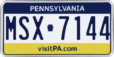 PA license plate MSX7144