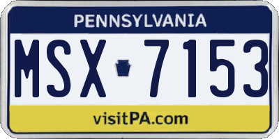 PA license plate MSX7153