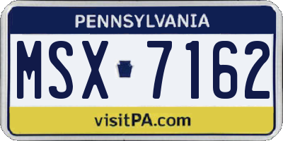 PA license plate MSX7162