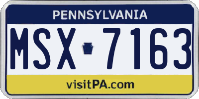 PA license plate MSX7163