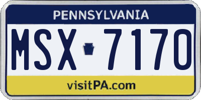 PA license plate MSX7170