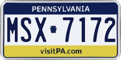 PA license plate MSX7172