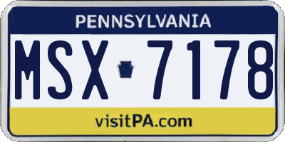 PA license plate MSX7178