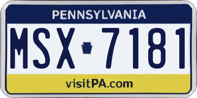 PA license plate MSX7181