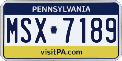 PA license plate MSX7189