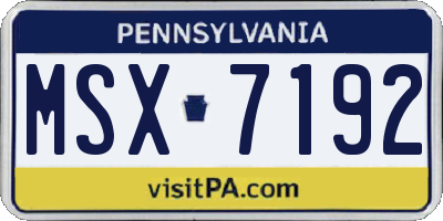 PA license plate MSX7192