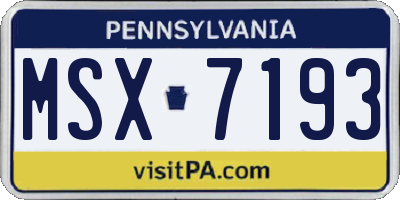 PA license plate MSX7193