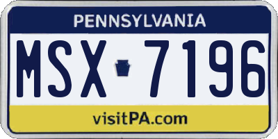 PA license plate MSX7196