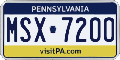 PA license plate MSX7200
