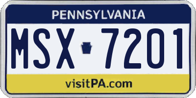 PA license plate MSX7201