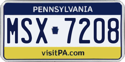 PA license plate MSX7208