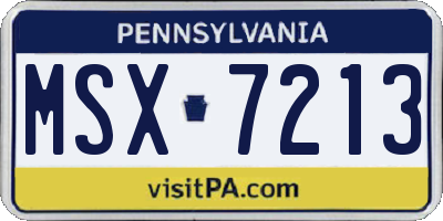PA license plate MSX7213