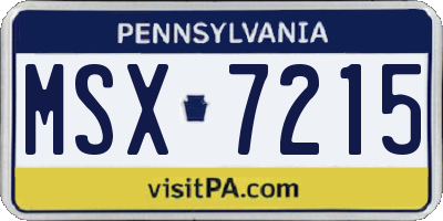 PA license plate MSX7215