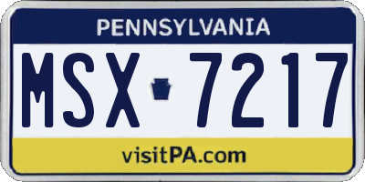 PA license plate MSX7217