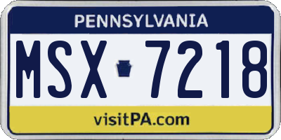 PA license plate MSX7218