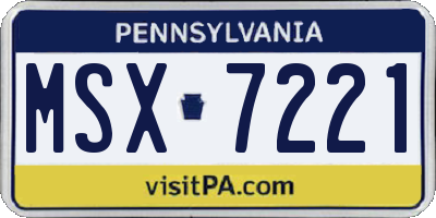 PA license plate MSX7221