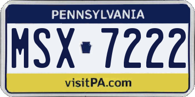 PA license plate MSX7222