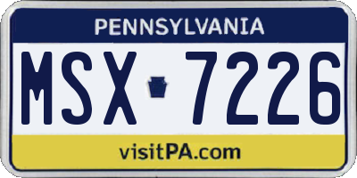 PA license plate MSX7226