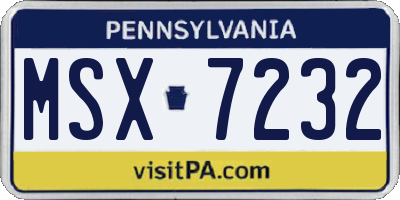 PA license plate MSX7232