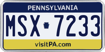 PA license plate MSX7233