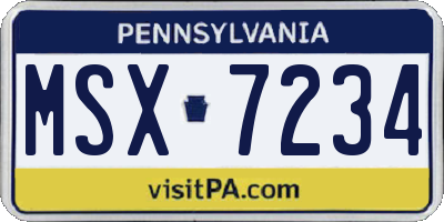 PA license plate MSX7234