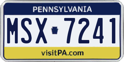 PA license plate MSX7241