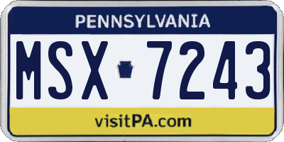 PA license plate MSX7243
