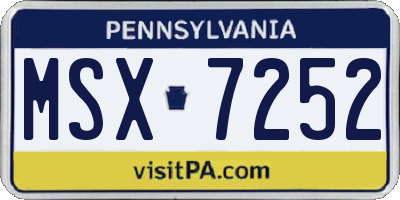 PA license plate MSX7252