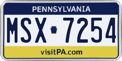 PA license plate MSX7254