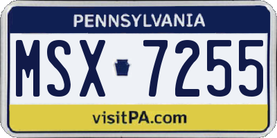 PA license plate MSX7255