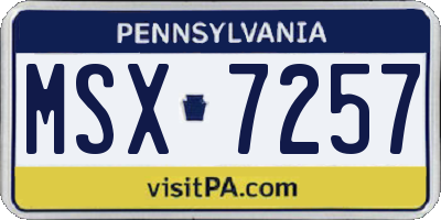 PA license plate MSX7257