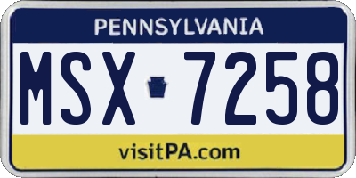PA license plate MSX7258