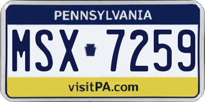 PA license plate MSX7259