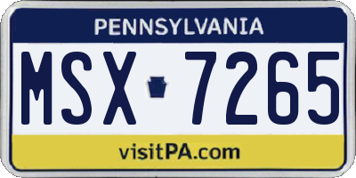 PA license plate MSX7265
