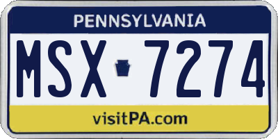 PA license plate MSX7274
