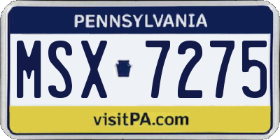 PA license plate MSX7275
