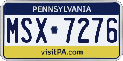 PA license plate MSX7276