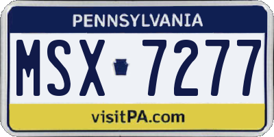PA license plate MSX7277