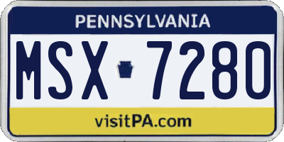 PA license plate MSX7280