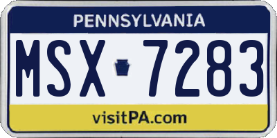 PA license plate MSX7283